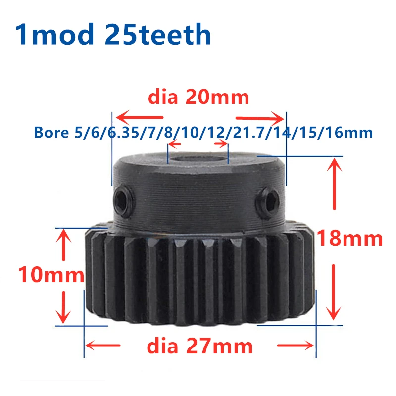 1pc 1 Modulus Straight Gear Rack 12x12x500mm with M4 Countersunk Holes 1pc 25teeth Bore 14mm Gear for CNC Router Linear Motion