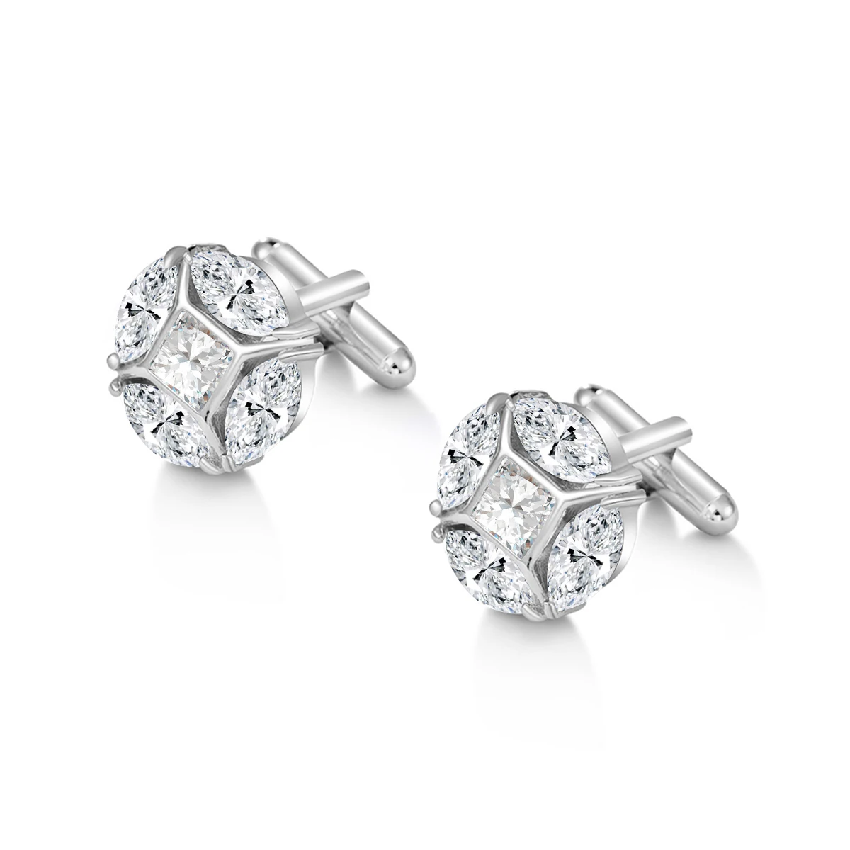 WEIMANJINGDIAN Brand 2 PCS / Pair Exquisite Cubic Zirconia CuffLinks for Men in Assorted