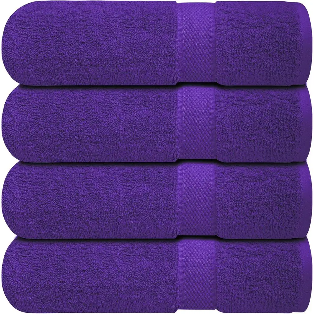 

Premium 100% Ring-Spun Cotton Bath Towel Set of 4 (27x54 inches) - Soft, Absorbent, Quick-Drying for Home, Gym, Spa
