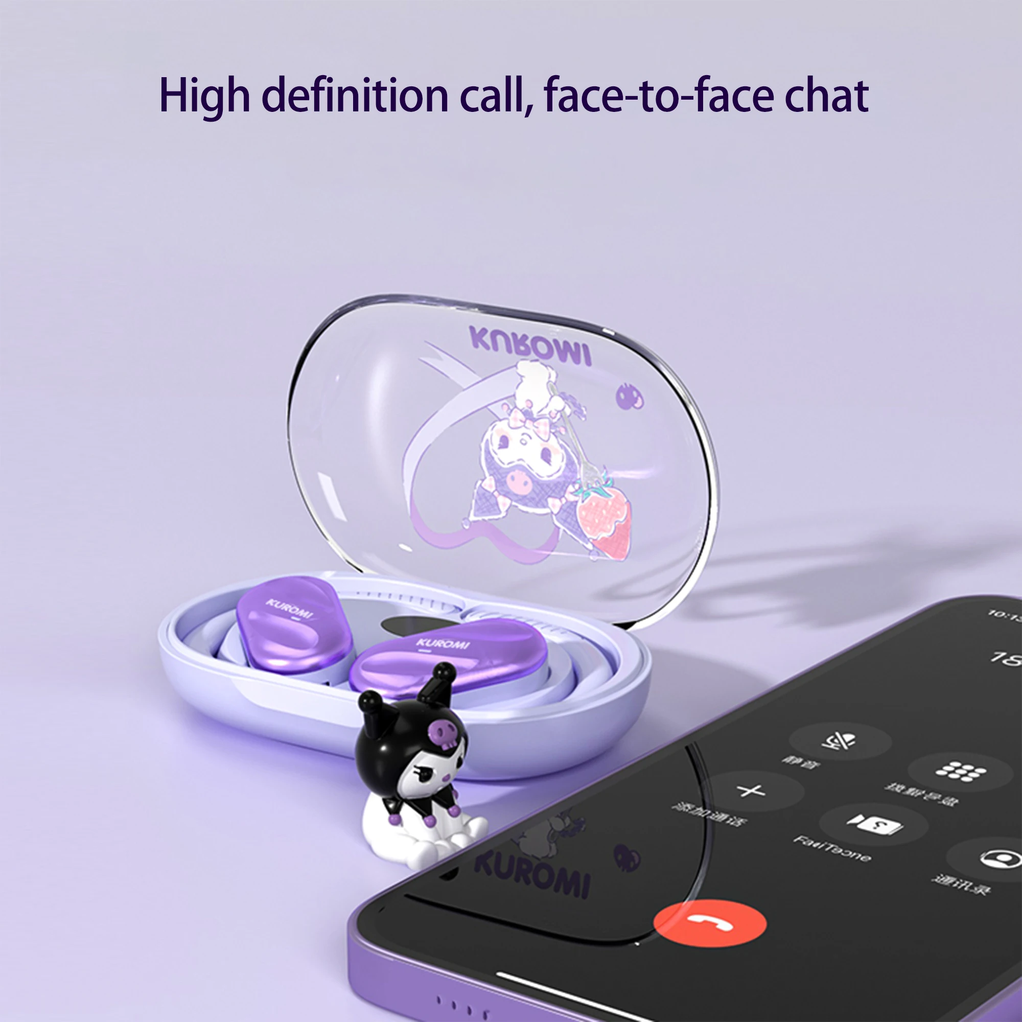 Sanrio kuromi My Melody Wireless Earphone Sport TWS Noise Reduction Earbuds Headset HiFi Stereo with Mic HD Call Headset