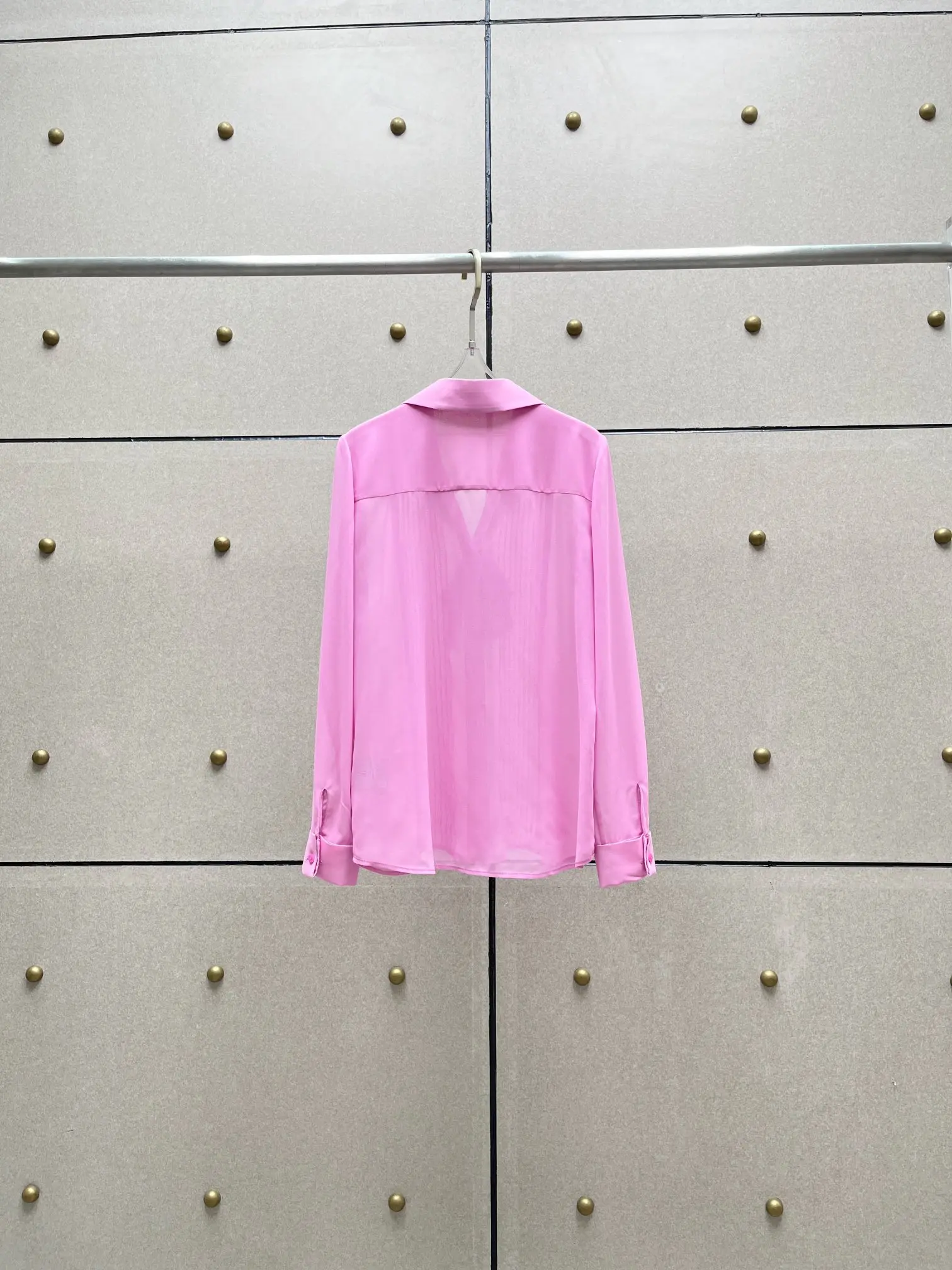 Camisa de encaje para mujer, camisa con solapa, color morado y rosa, ropa de primavera y verano, 2024, novedad de 413