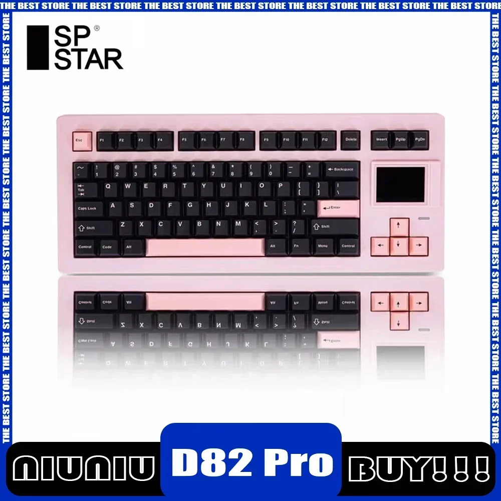 

Sp-Star D82 Pro Механическая клавиатура D82pro Смарт-экран Три режима 8000 мАч Беспроводная игровая клавиатура Rgb Прокладка с возможностью горячей замены ПК Геймер