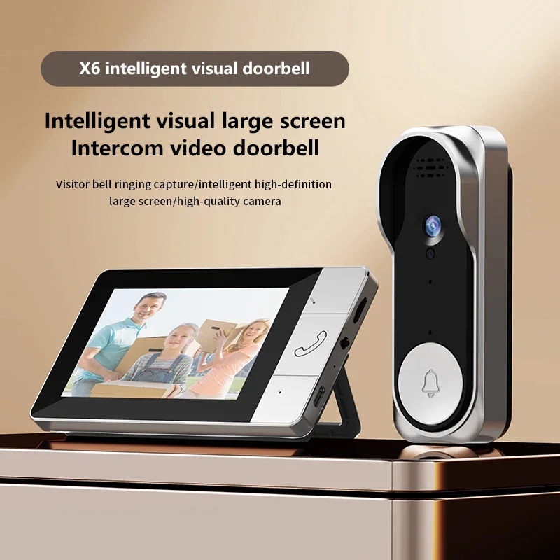 2.4G Wireless Doorbell with 4.3inch Screen Monitor 2-way Audio Intercom Night Vision Door Bell Camera Smart Home Assistant
