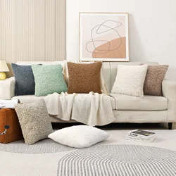Soft Cozy Teddy Faux Fur Cushion Cover, Plush Pillow Cover for Sofa, Living Room Decorative, Nordic Home Decor 45*45CM