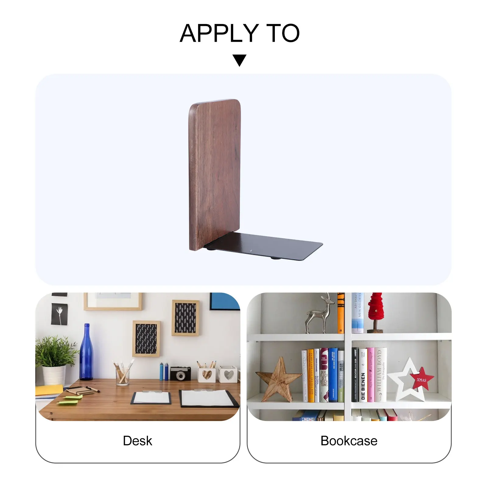 

2 Pcs Bookend Desk Organizer Wooden Bookends Shelves Desktop Decorative for Supports Home Office