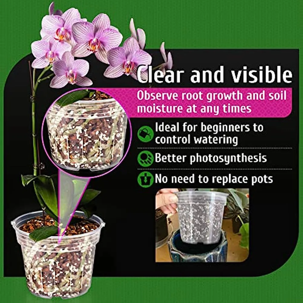 

9 Pcs Flowerpot Garden Planting Drainage Pots With Holes Clear Orchid Baskets Plastic Ornaments Breathable Container Accessory