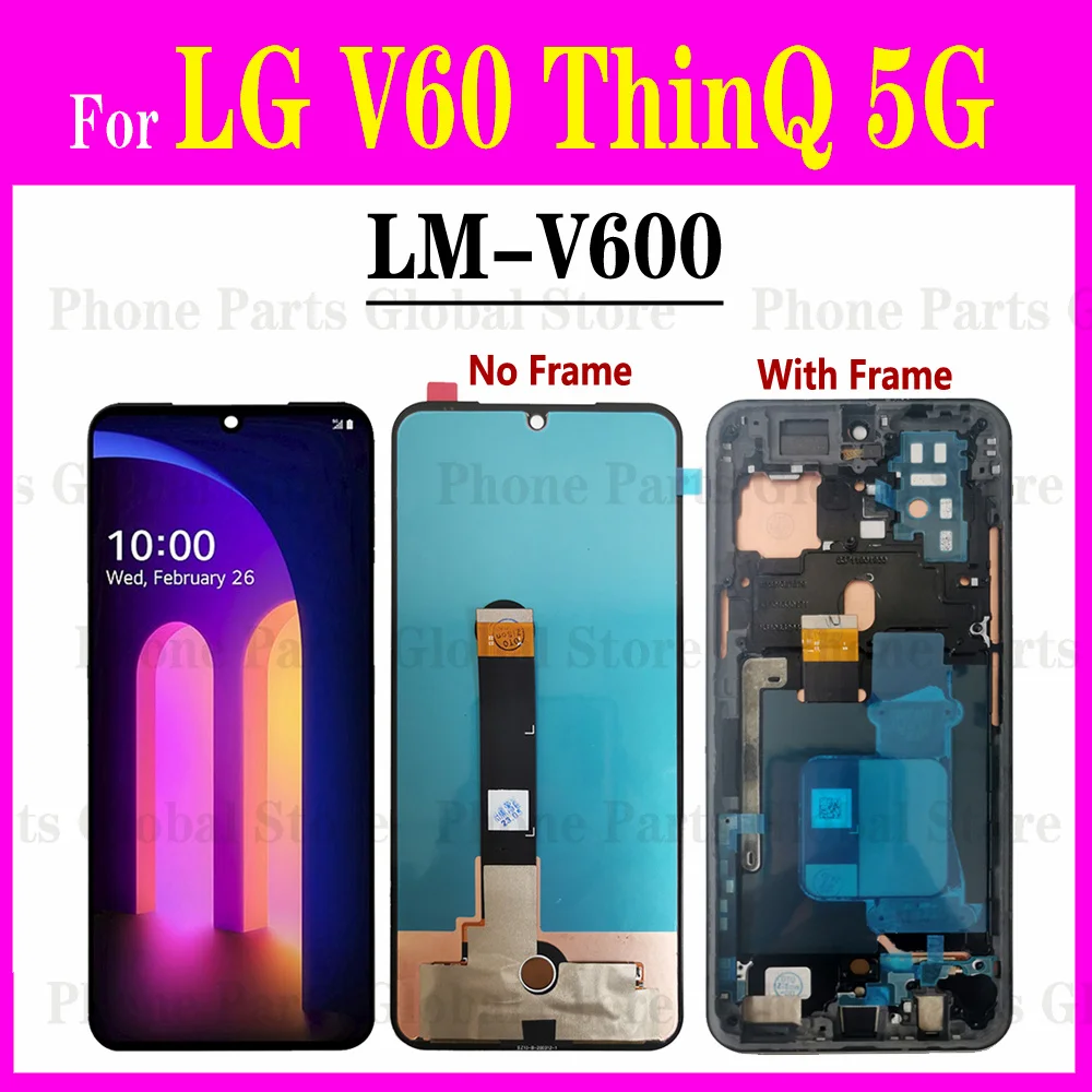 Super AMOLED LCD For LG V60 LCD With Frame V60 ThinQ 5G LM-V600 Display Screen Touch Sensor Digitizer Assembly Replacement 6.8