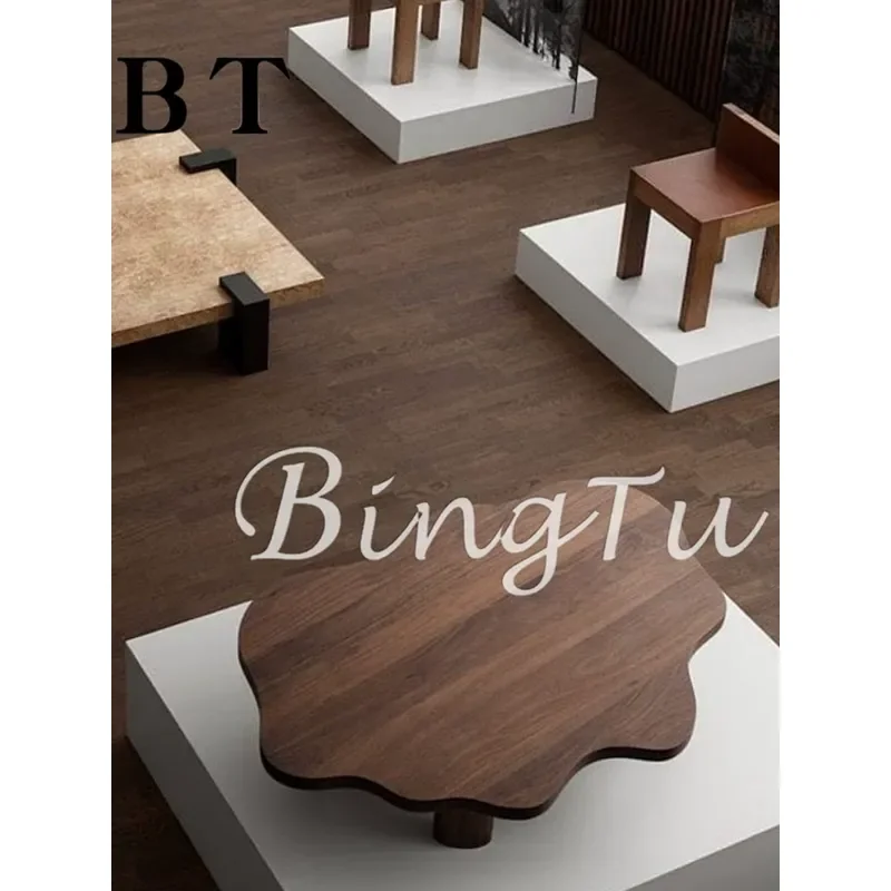 Minimalist Solid Wood Coffee Table Irregular Cloud Shape Living Room Home Wabi Sabi Style Tea Table Creative Furniture