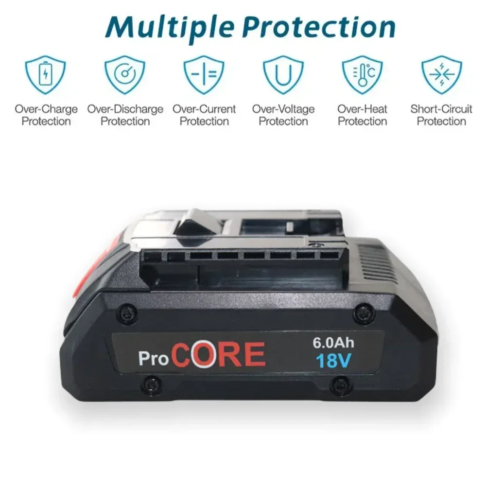 For Bosch 21700 18V 6.0AH Li-ion Rechargeable Battery Suitable for Cordless Electric Tools BAT609 BAT618 GBA18V80  Replacement