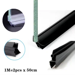 Bandes d'étanchéité étanches pour porte de douche, butée d'eau, coupe-froid, écran de douche en verre, scellant d'espace, 4mm à 12mm, 2 pièces