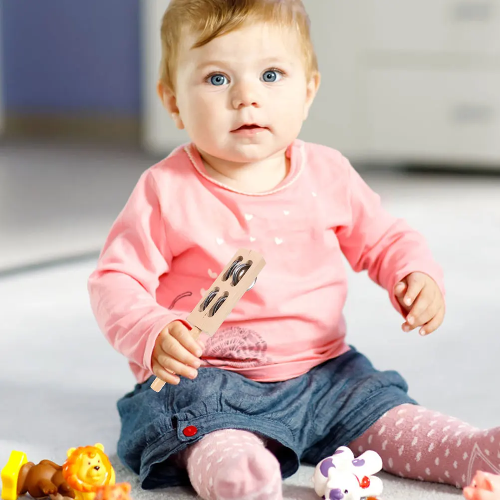 2 個打楽器ボードワイプ子供音楽玩具安全な木材金属材料長寿命幼児揺れおもちゃ屋内遊び