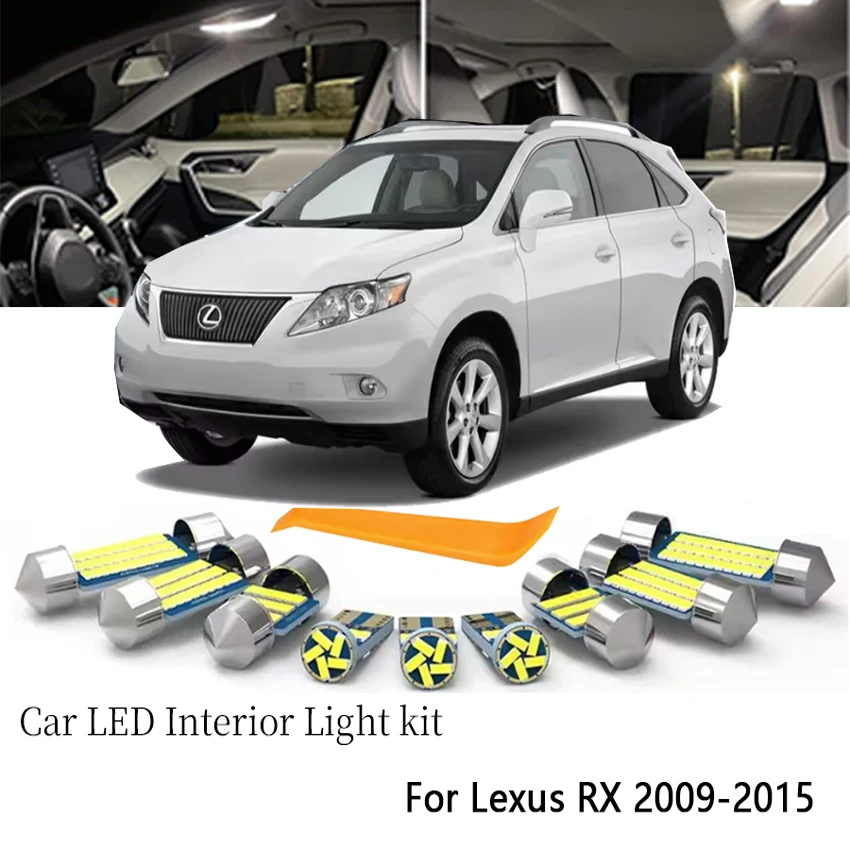 19Pcs For Lexus RX RX350 RX270 RX450h 2009 2010 2011 2012 2013 2014 2015 LED Bulb Interior Dome Map Door Luggage Plate Light Kit