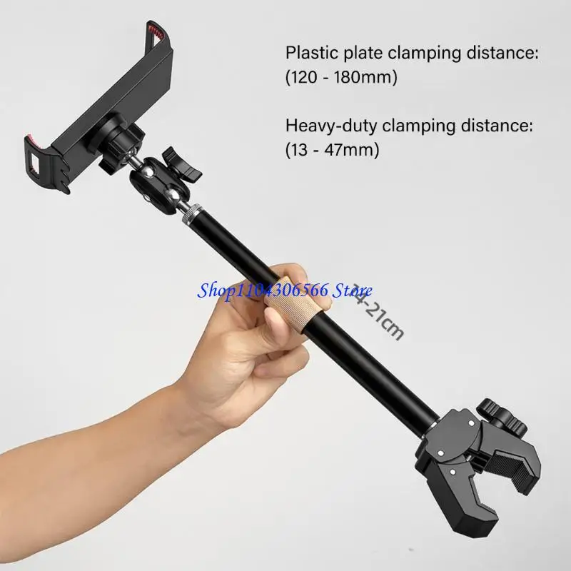 

02DD Adjustable Phone Tablet Stand Telescopic Arm Clamp 360 Degree Rotation Bracket For Office Home Studio Accessories