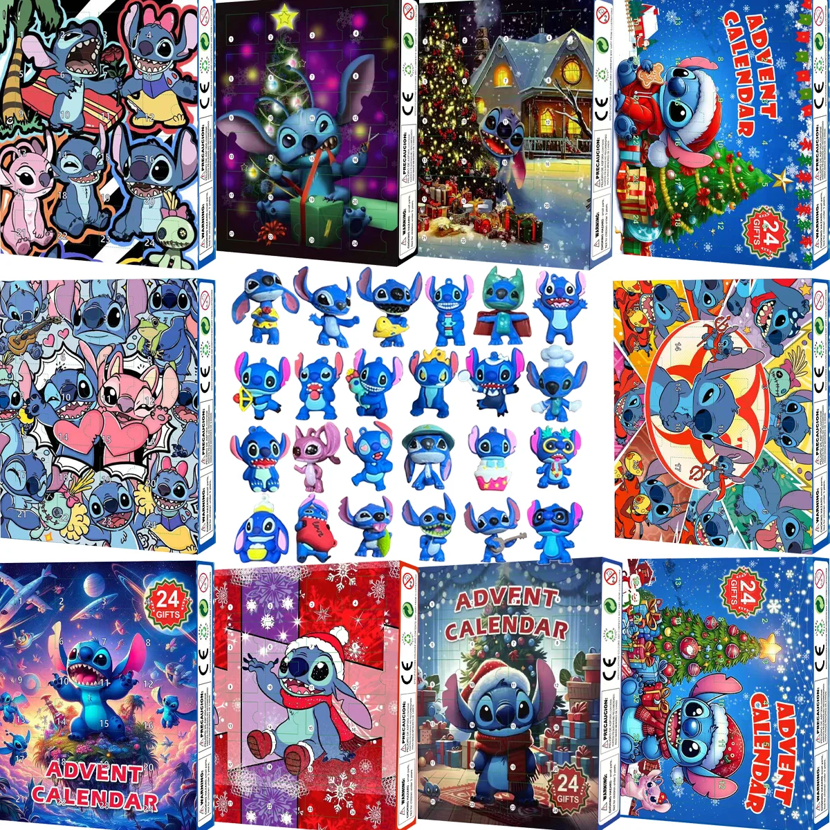 

Disney Stitch Random Box PVC Soft Rubber Figures 24 Day Advent Calendar Decorations Kids Surprise Toys Christmas Countdown