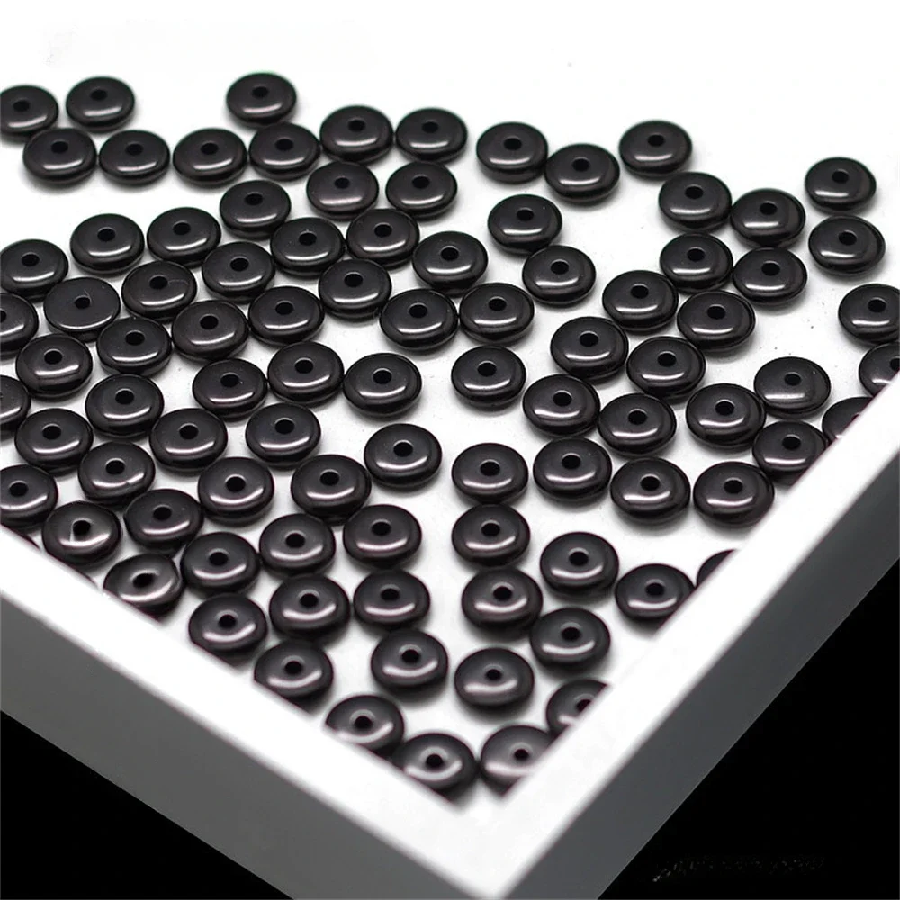 Charm Slice 6x2/8x2mm Black Imitation Amber Loose Beads for Jewelry Making DIY Bracelets Necklace Key Chain Shim Accessories