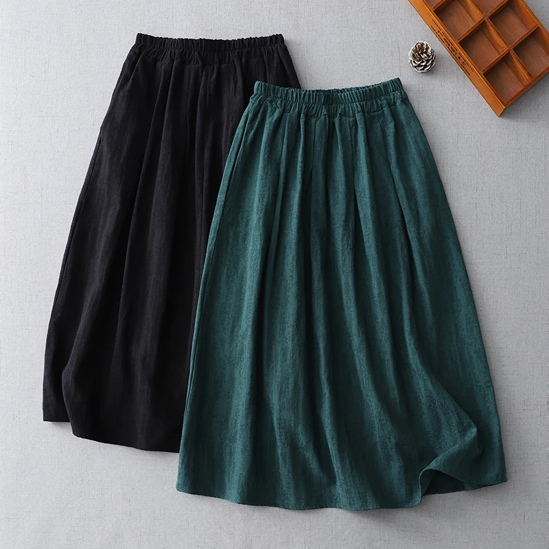 

Юбка-миди трапециевидной формы с высокой талией в стиле ретро, женская весенняя свободная утягивающая повседневная однотонная прямая юбка-труба