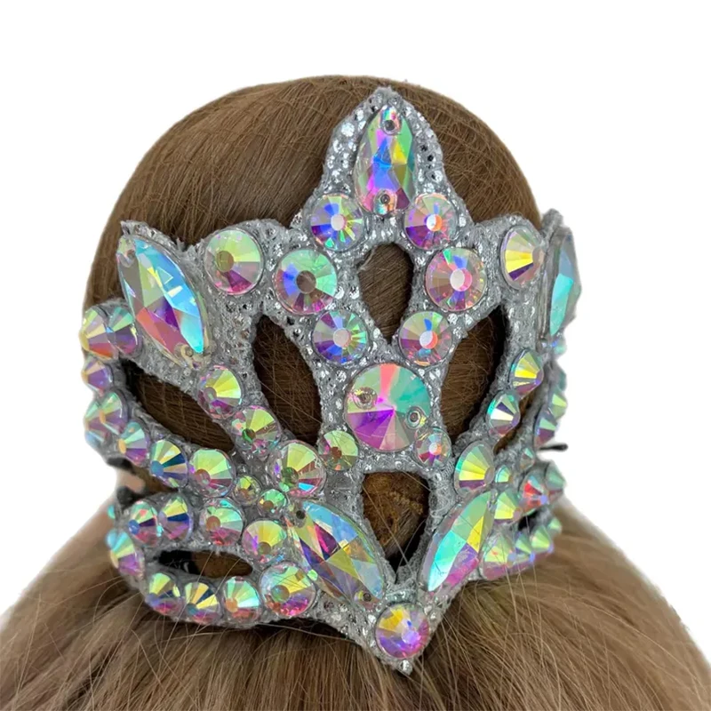 Corona de diamantes de imitación, accesorios para el cabello para niñas, gimnasia rítmica, tocados de competición de baile de porristas