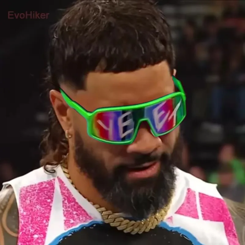 Jey Uso YEET Green Sunglasses Sports Shades for Main Event Jey Uso Blue glasses Costume children