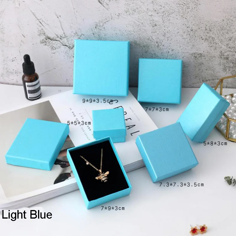 50Pcs/Lot Blue World Cover Jewelry Pendant Necklace Earrings Ring Bracelet Storage Boxes 6Size Wedding Gift Party Carrying Cases