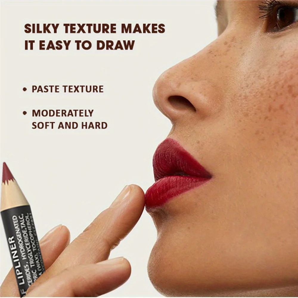 ชุดดินสอเขียนขอบปากเนื้อไม้เนียนละเอียดพิเศษ 6 ชิ้น/ชุด - คอลเลคชั่นสีน้ำตาลนู้ด, เนื้อกำมะหยี่แมทท์ ติดทนนาน กันน้ำ 18 สี