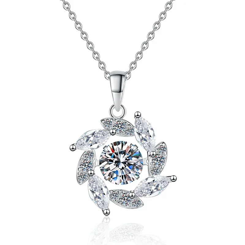 

XL246 Lefei Fashion Luxury Trendy Classic 1ct Moissanite Windmill Flower Necklace For Charm Women s925 Silver Party Jewelry Gift