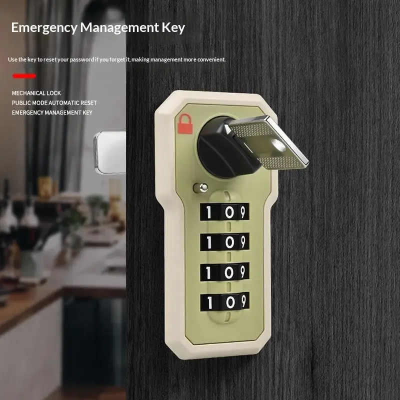 Security 4-Digit Combination Code Lock with Keys, Durable Mechanical Cabinet Locker Lock