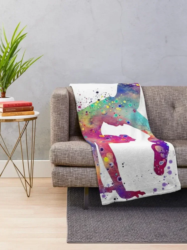 Gymnastics Girl Tumbling Colorful Watercolor Art Gift Throw Blanket Large Decoratives Polar Sofas Decorative Beds Blankets