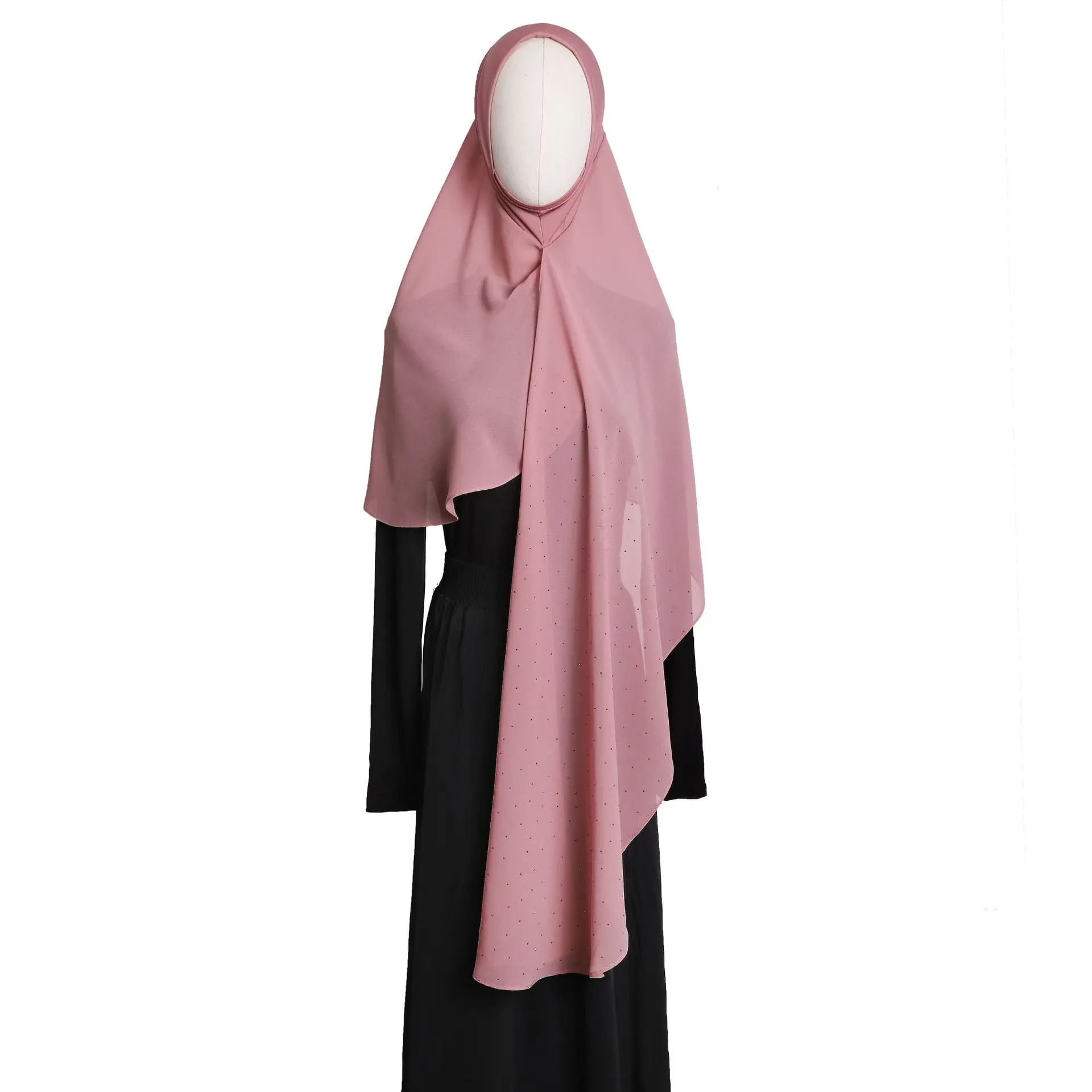 

Solid Chiffon Instant Hijab Scarf Muslim Woman Bonnet Shawl Long Wrap Prayer Turban Headband Amira Headscarf Pull On Niqab Nikab