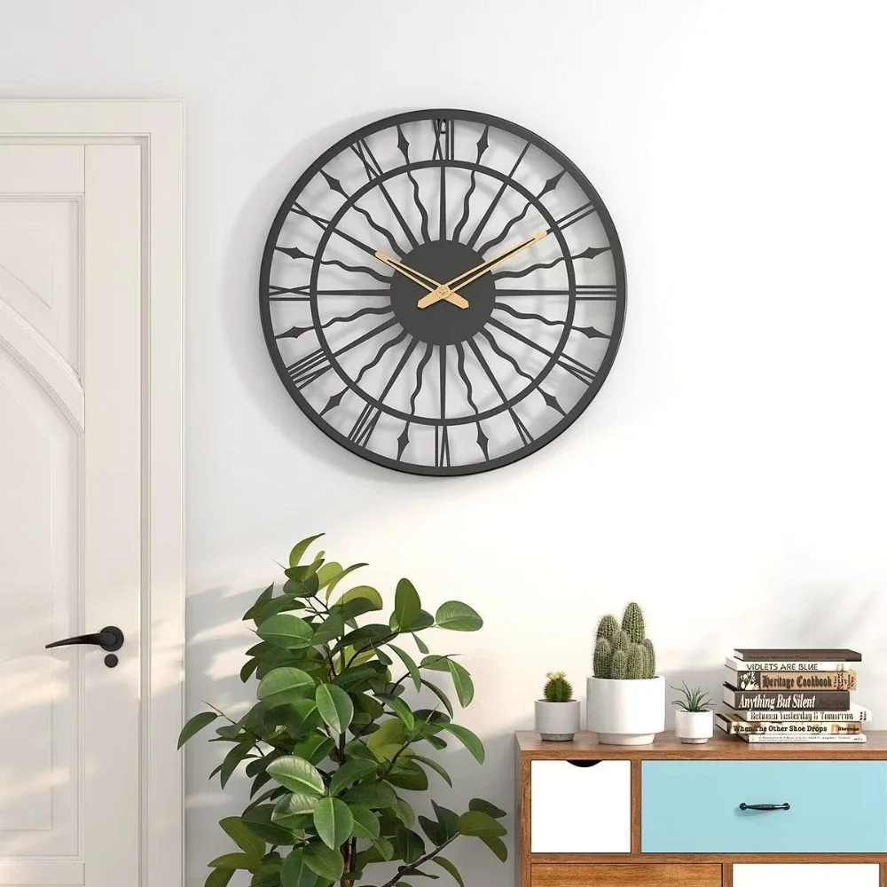 Retro 40cm European Roman Digital Iron Wall Clock Home Decoration Living Room Study Dining Room Silent 16 Inch Metal Wall Watch