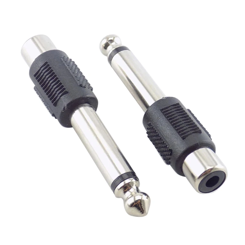 1/4in 6.35mm Male Plug to RCA Female Jack Speaker Connector RCA Plug Adapter to Stereo Jack 6.3 MM Male Plug Microphone