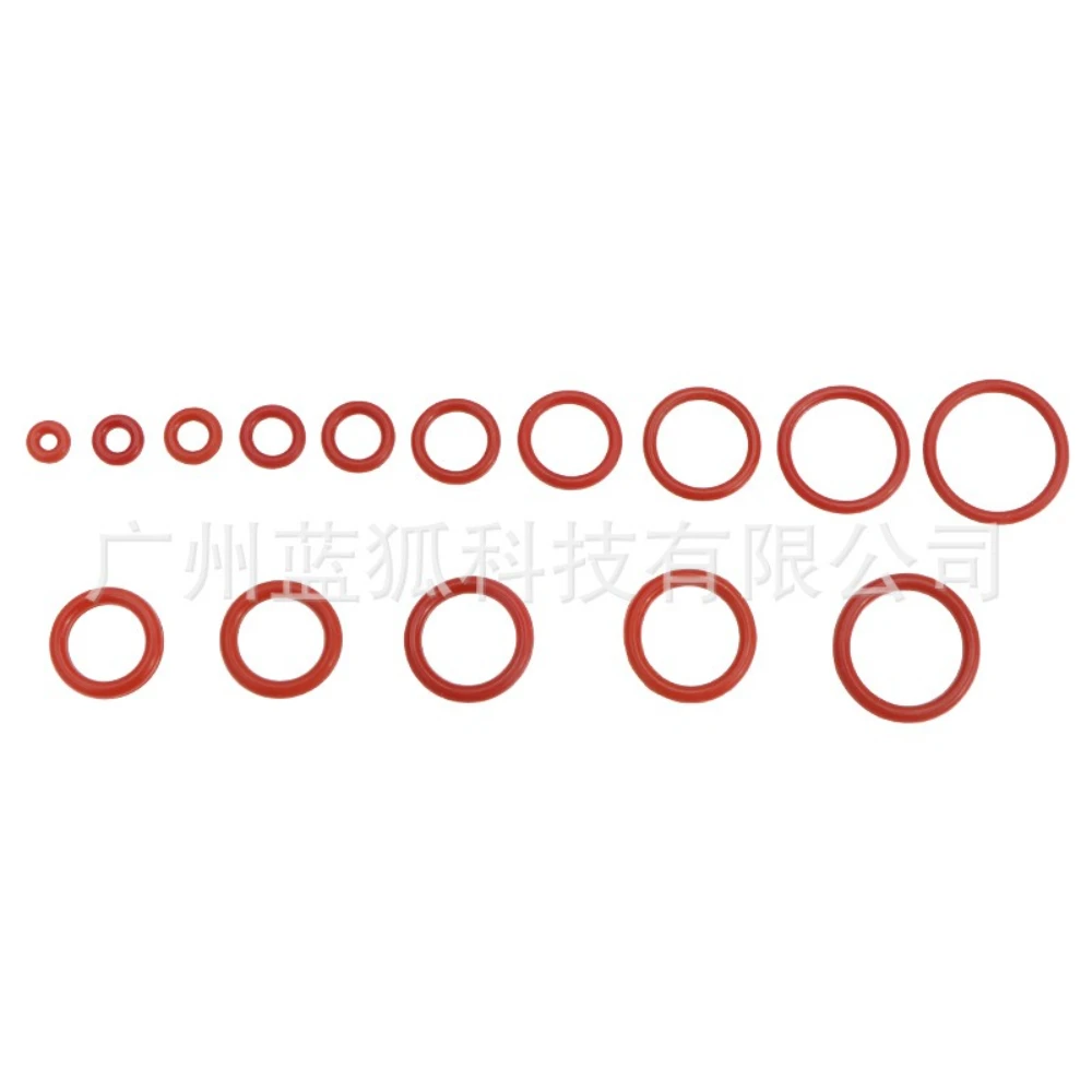 High-temperature Resistant Sealing Ring Gaskets Repair 225pcs Red Silicone O-ring Rings Combination O-ring Gasket 6-20mm