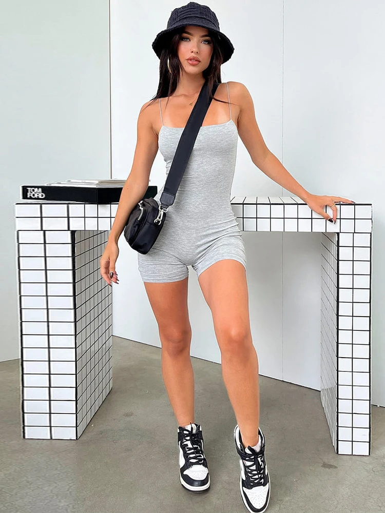 Dgluke Damen Sommer Overall Mode Sport Overalls für Frauen Spaghetti träger rücken freie enge Overalls Shorts Spiel anzüge