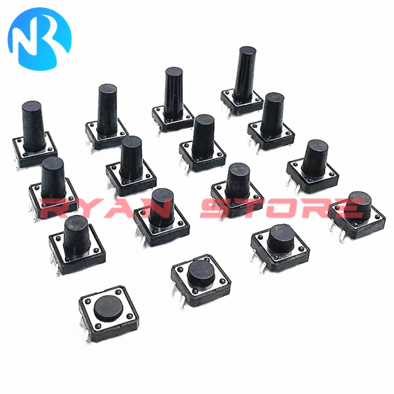 50 sztuk takt dotykowy Mini przycisk mikro przełącznik 12x12*12*4.3H 5.5 6.5 7.3MM 7.5 8.5 9.5 10.5H 11 12 13 14 15 16MM DIP 4Pin