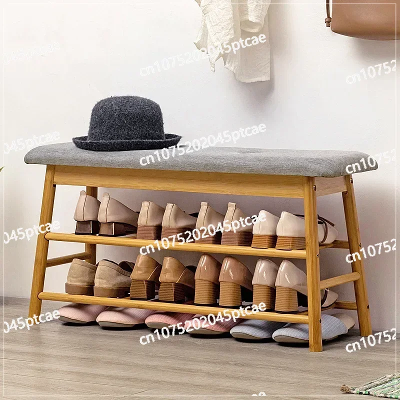 Multi-functional Bamboo Household Door Shoe Stand Can Sit One-one Shoe Stool Creative Porch Shoe Rack Organizer Furniture