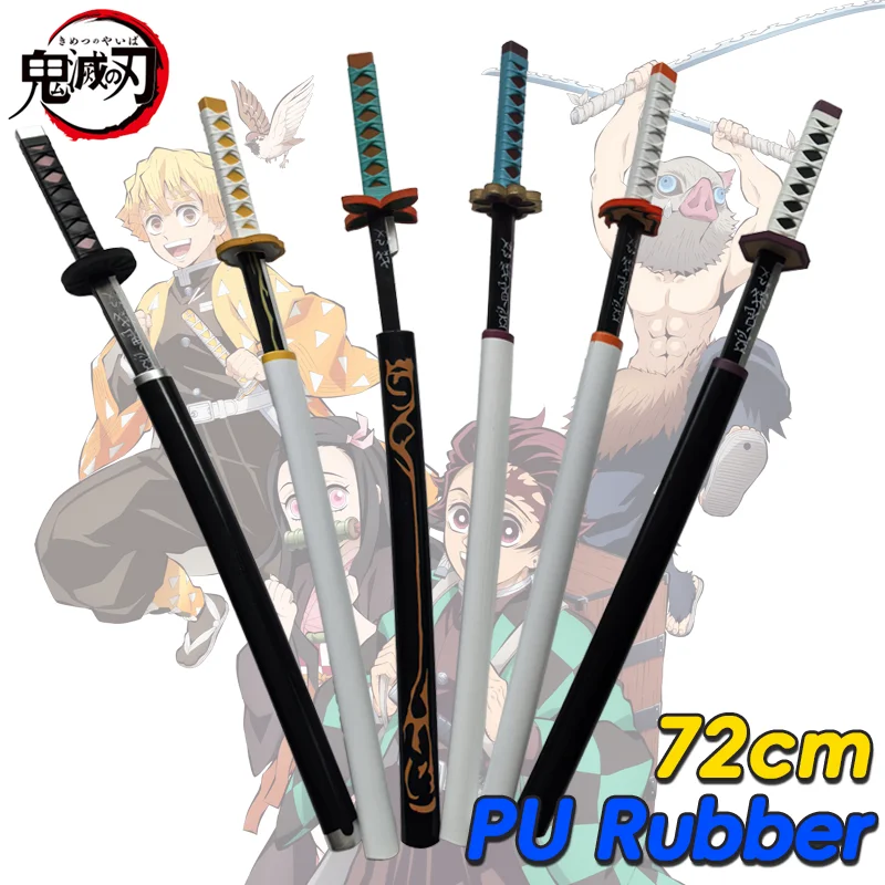 Espada Katana Demon Slayer de Anime de 72cm, prpps de Cosplay 1:1, patrones originales, Kochou Shinobu Mitsuri, espada de goma de seguridad, juguete Gif