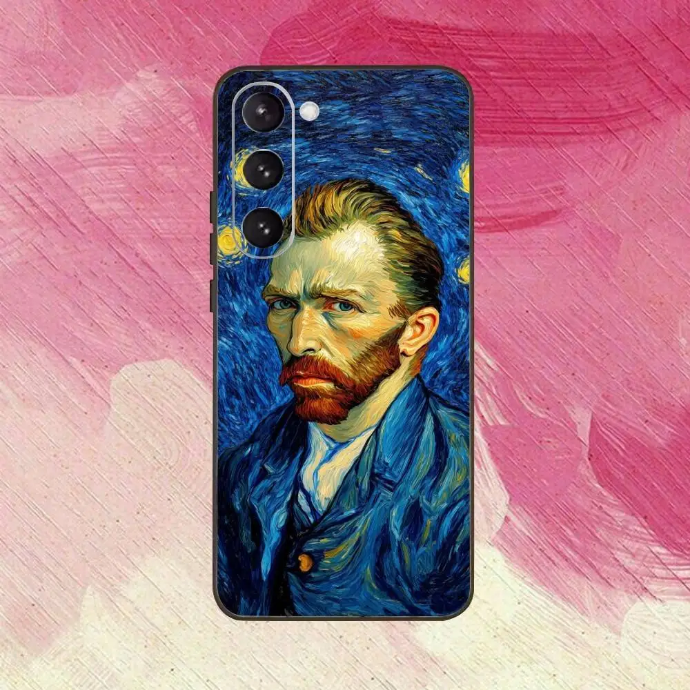 حافظة هاتف فان جوخ مطلية بزيت لهاتف سامسونج جالاكسي A73، A72، A71، A70، A53، A52، A51، غطاء أسود ناعم آخر #5