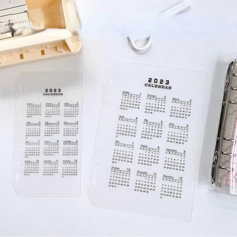 1 pz 2023 calendario PP divisore formato A5/A6 fogli sciolti notebook pianificatore foglio di indice raccoglitore categoria pianificatore clip interna
