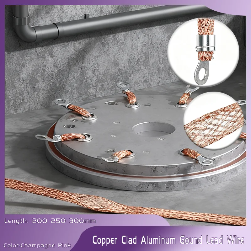 

5~100pcs Copper Grounding Connectors Flexible Braids Jumper Wires Flat Straps for Electrical Cabinets Doors 2.5mm² 4.0mm² 6.0mm²