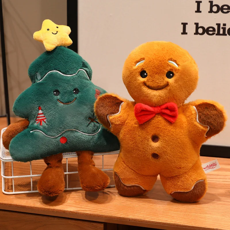 Novo presente de natal brinquedo de pelúcia kawaii papai noel árvore de natal boneca de pelúcia dos desenhos animados natal biscoito presente conjunto bonito decoração do feriado