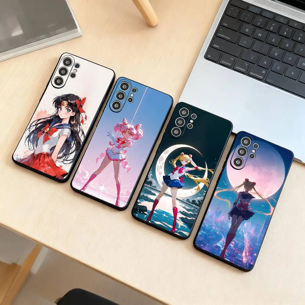 S-Sailor Moon Tsukino Usagi  Phone Case For Samsung S25,S24,S21,S22,S23,S30,Ultra,S20,Plus,Fe,Soft Silicone Black Cover Gift