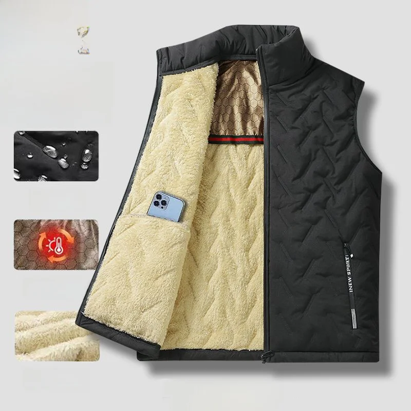 

Men's aphene Fce Lined Thiened Warmth eepskin Vest Jaet Stand Collar Winter Outerwear Casual ular Sle Zipper ...