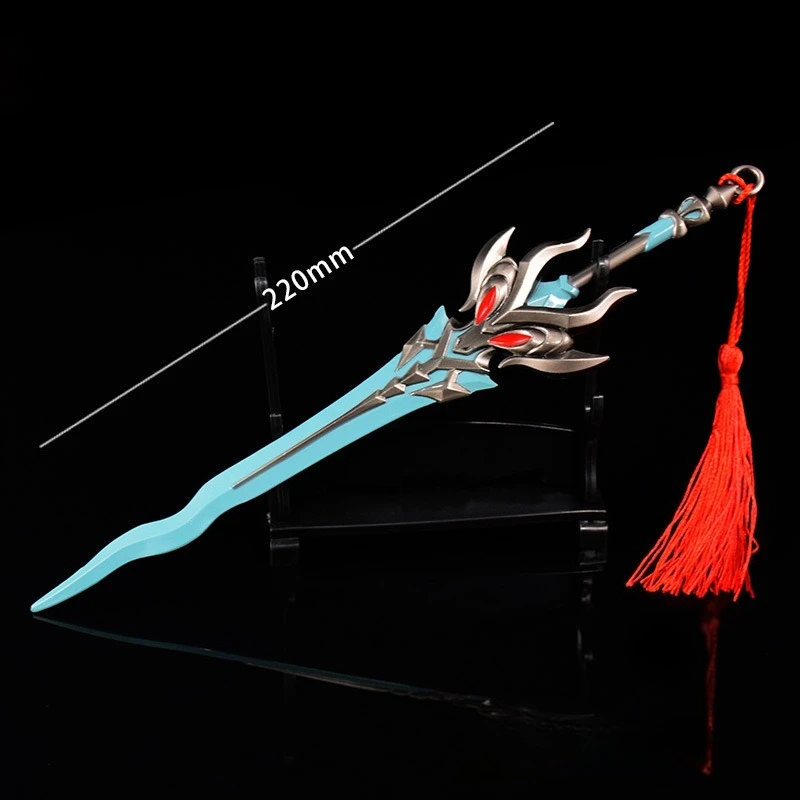 22 cm/8.66in King Games modèles d'armes en métal périphérique Nezha lance flamboyante Nezha millénaire renard jouet épée accessoire de bureau cadeau