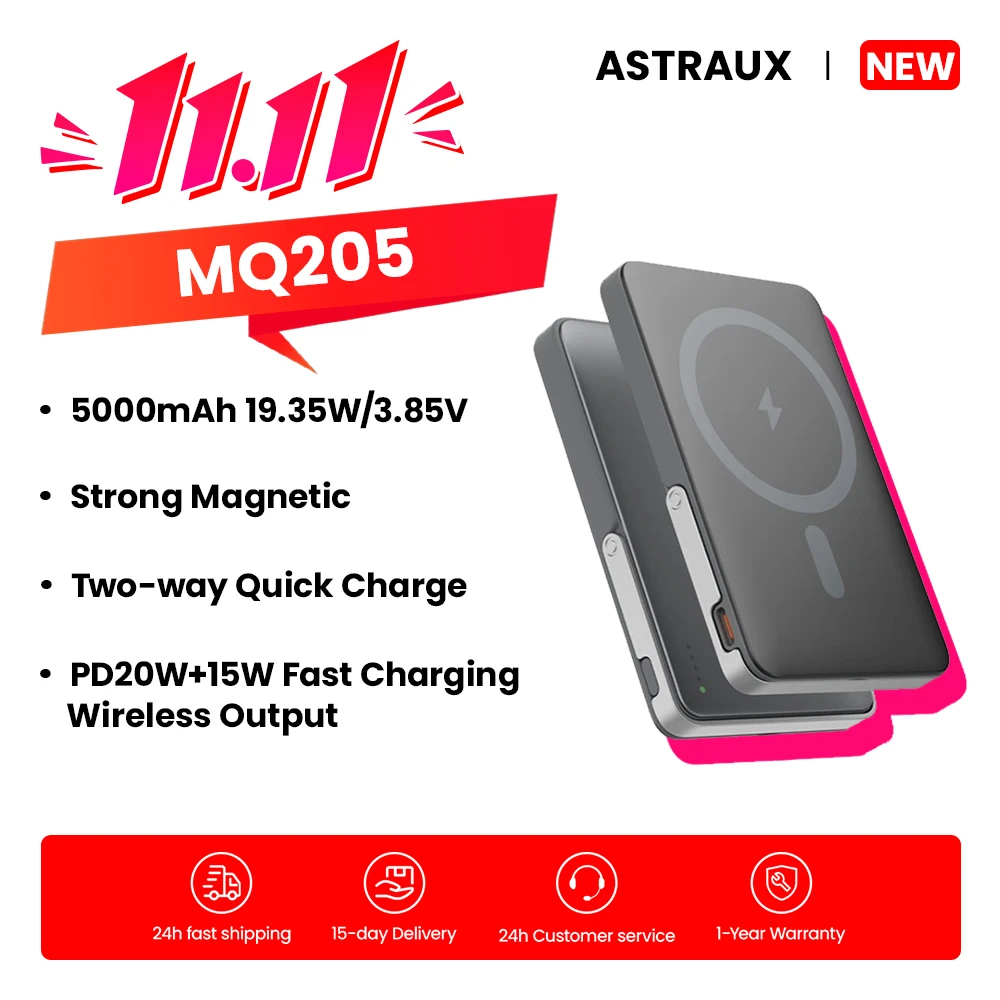 ASTRAUX MQ210 10000mAh بنك طاقة عالي السعة بطارية محمولة في اتجاهين PD20W + 22.5W شحن سريع مخرج لاسلكي لهاتف iPhone #1