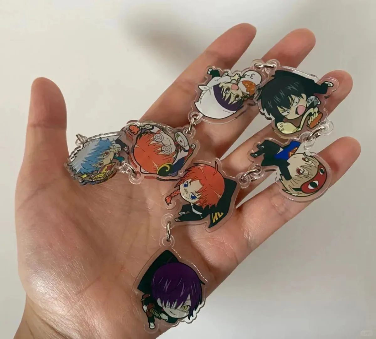 Gintama Anime Key Chain Women Chain Keychain Acrylic Man Key Ring Pendant Ornament Accessories Friend Gift