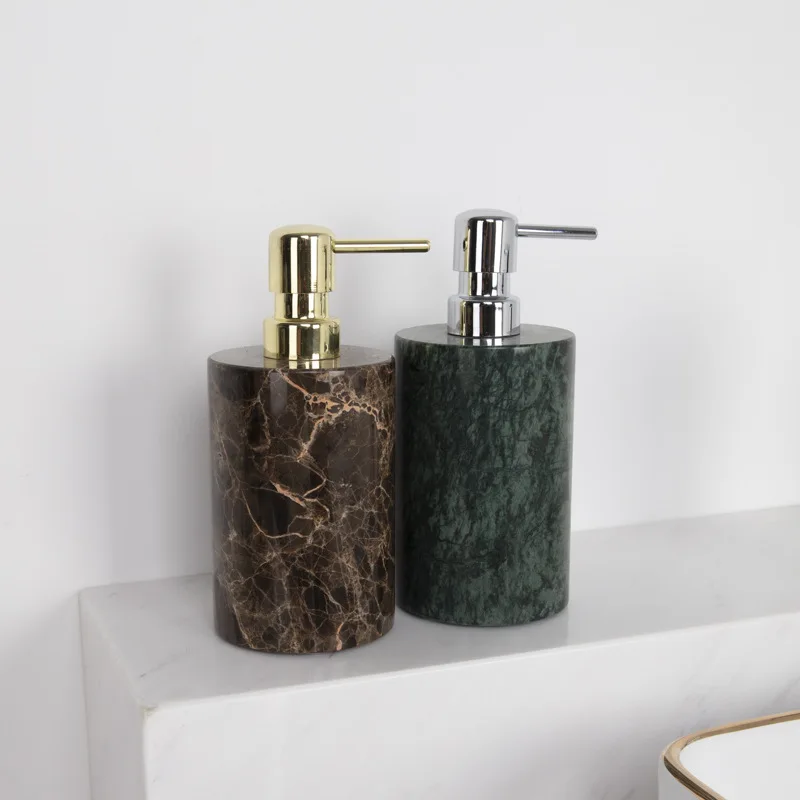 Luxury Hotel & Club Soap Dispenser Set, Marble Lotion Bottle & Towel Tray, Bathroom Vanity Decor