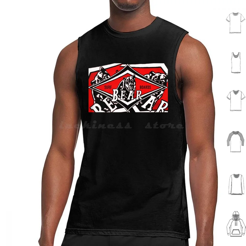 Retro Surfing Bear Beach Skate Shop Art Surfboard Tank Tops Print Cotton Bear Surf Surfing Cool Retro Vintage Surfboard