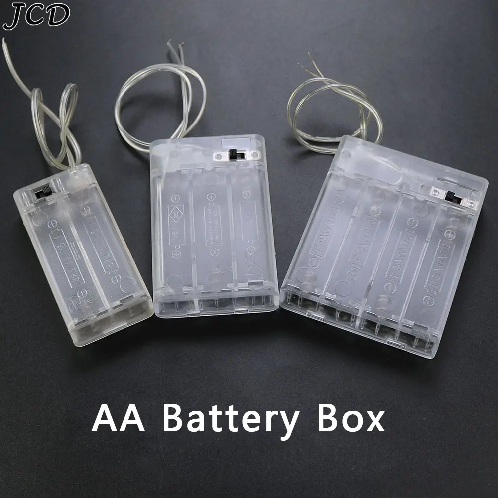 JCD AA Battery Box AA Battery Case AA Battery Holder AA Storage Box DIY Leads With Cover With ON/OFF 1/2/3/4 Slots