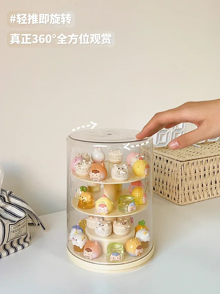 Greedy cub sprout display box rotating blind box storage display stand transparent acrylic ornaments hand-held display cabinet.