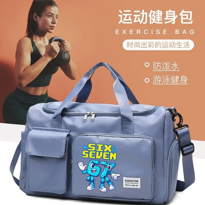 67 Six Seven Bolsas de viaje de dibujos animados divertidos Bolsa de almacenamiento de equipaje de anime lindo con bolsa para zapatos Bolsa deportiva de gran capacidad para gimnasio Regalo de cumpleaños