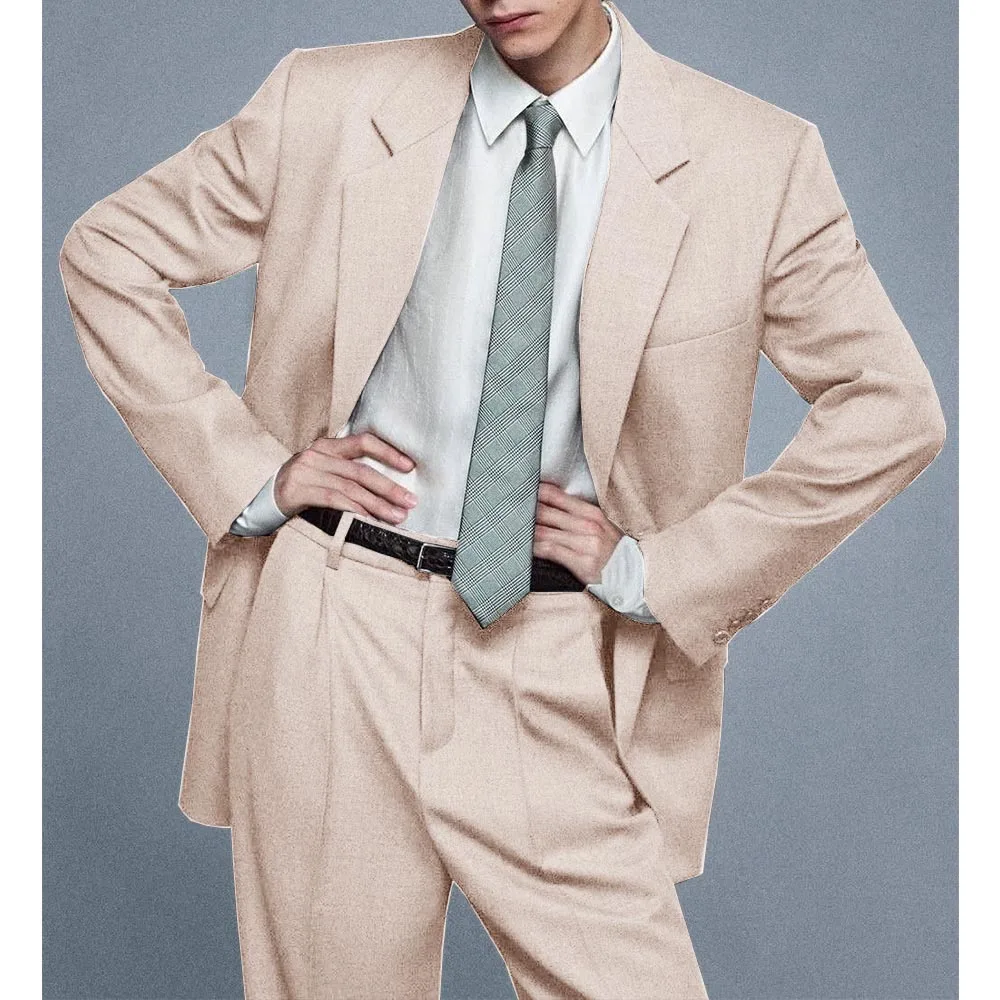 

Men Suit 2 Piece Set Single Breasted Casual Fashion Loose Comfort Elegant Business Suit Formal Office Wear Wedding Party Blazer